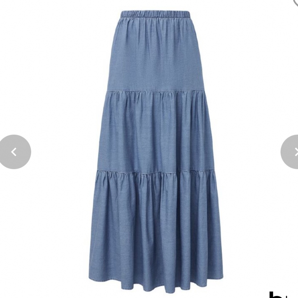 H&M chambray blue maxi tiered skirt
